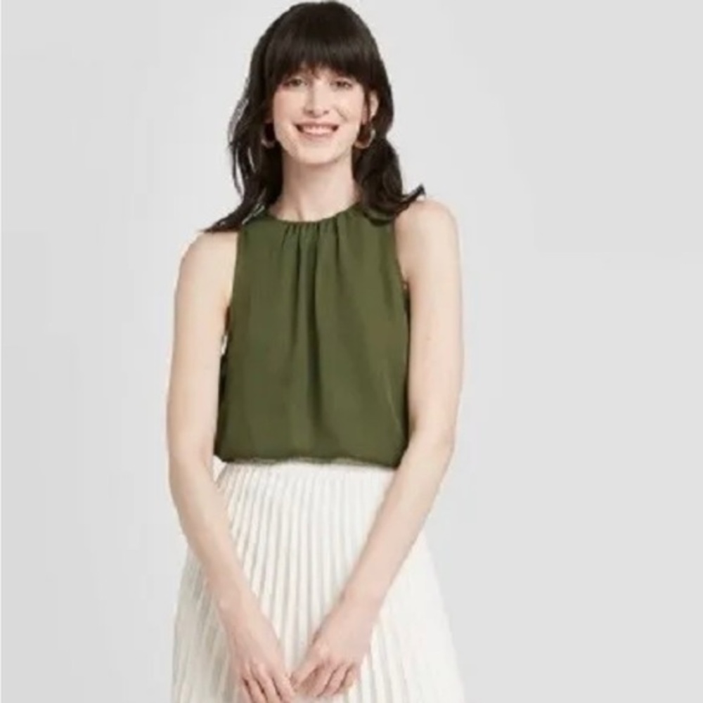 Army green tank shell blouse size XS NWT
